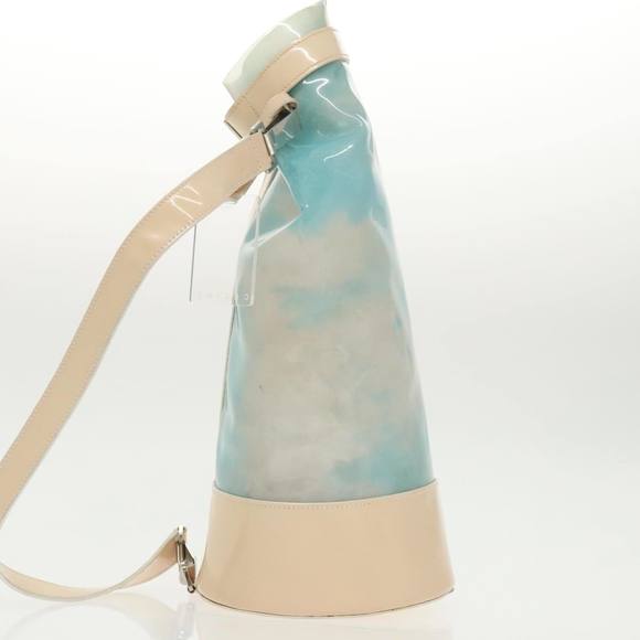 CELINE Shoulder Bag Enamel Leather Blue Cream Silver Auth bs19765 - Picture 5 of 16